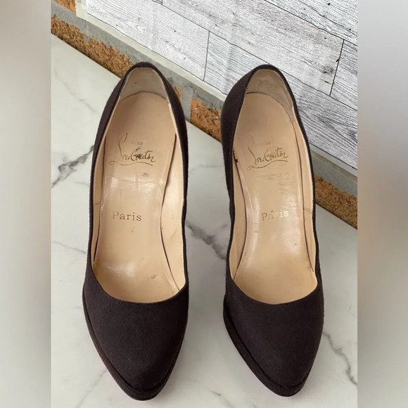 Christian Louboutin red bottom Brown Wool women’s Heels size 39 .8.5 - Picture 4 of 14